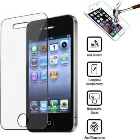 2 Stuks Screenprotector Tempered Glass Glazen Gehard Screen Protector 2.5D 9H (0.3mm) - iPhone 4 / 4S