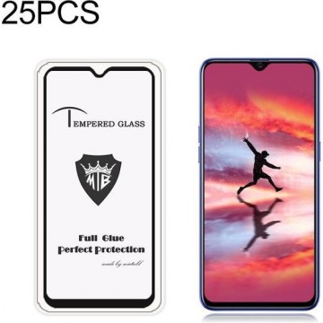 Let op type!! 25 stuks MIETUBL Full Screen volledige lijm anti-vingerafdruk getemperd glas film voor OPPO Realme 3 Pro (zwart)