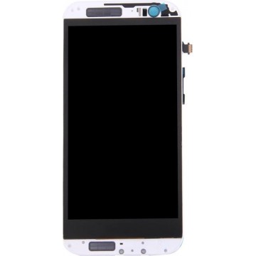 Let op type!! LCD Screen and Digitizer Full Assembly with Frame & Front Glass Lens Cover for HTC One M8 (Top+Bottom)(White)