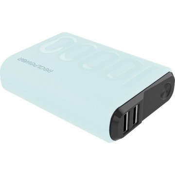 RealPower PB-10000 PD+ Nutopia 10.000 mAh Powerbank met USB-C Power Delivery voor snelladen met display, blauw groen