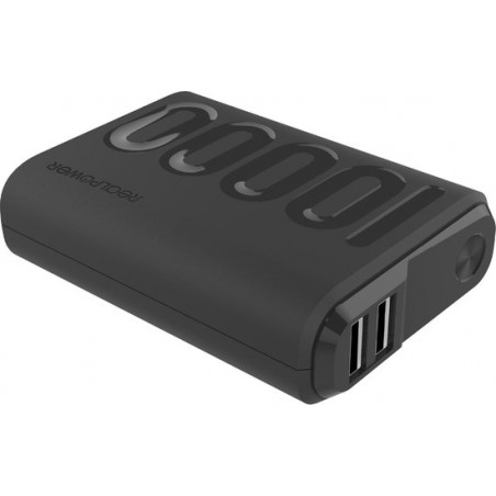 RealPower PB-10000 PD+ Black 10.000 mAh Powerbank met USB-C Power Delivery voor snelladen met display, zwart