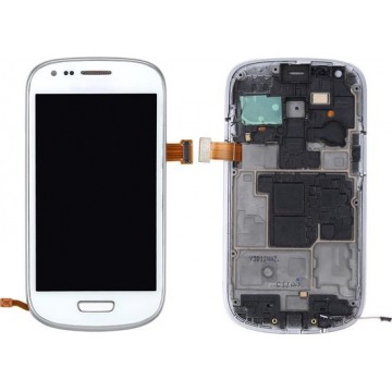 Let op type!! Original LCD Display + Touch Panel with Frame for Galaxy SIII mini / i8190(White)