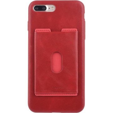 UNIQ Accessory iPhone 7-8 Plus Kunstleer Backcover hoesje met portemonnee - Rood