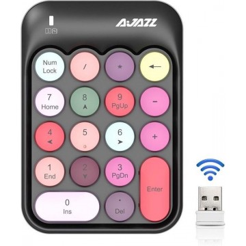 Let op type!! Ajazz AK18 2.4 G mini draadloze gemengde kleurtoetsen numeriek toetsenbord (zwart)