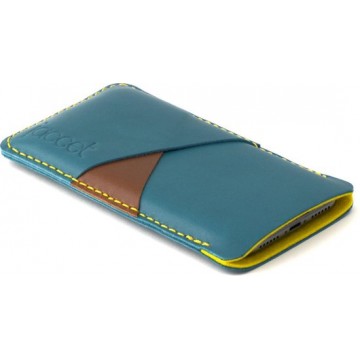 JACCET leren iPhone 12 Pro hoesje - Turquoise volnerf leer met ruimte voor creditcards en/of briefgeld