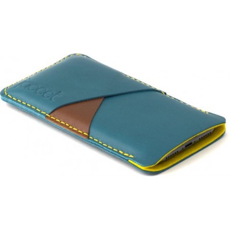 JACCET leren iPhone 12 Pro Max hoesje - Turquoise volnerf leer met ruimte voor creditcards en/of briefgeld