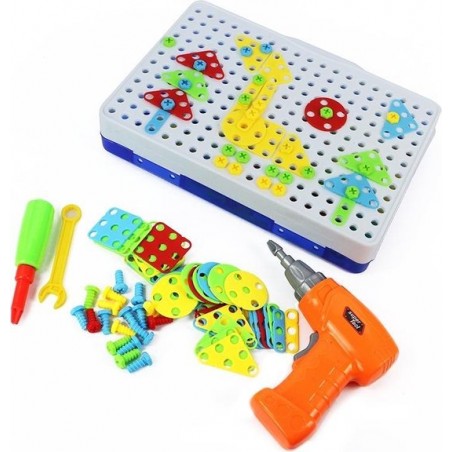 MoFun ZHIBO 608 240 PC DIY demontage schroef moer elektrische boor puzzel educatief speelgoed met moer elektrische