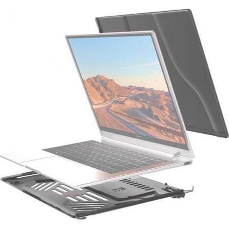 Let op type!! Split waterdichte PC Crystal laptop beschermhoes voor Huawei MateBook X Pro  met standaard & handvat (zwart)