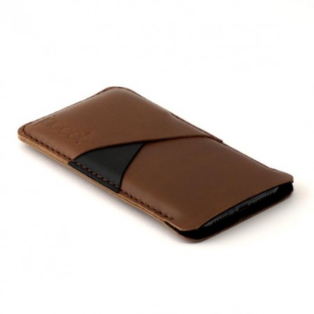 JACCET leren OnePlus 6 sleeve - Bruin volnerf leer met ruimte voor creditcards en/of briefgeld