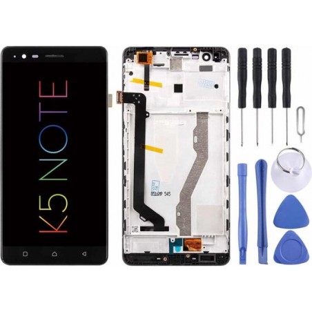 Lcd-scherm en Digitizer volledige montage met frame voor Lenovo K5 Note (zwart)