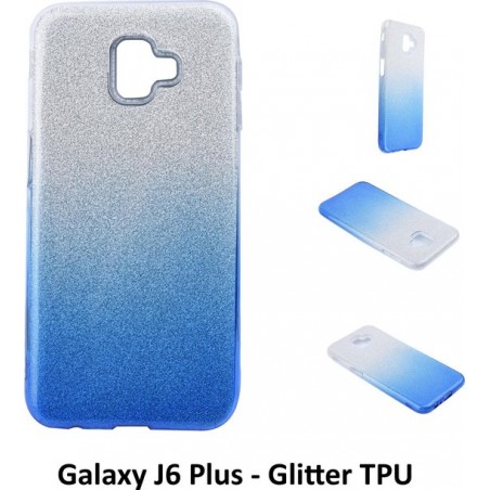 Kleurovergang Blauw Glitter TPU Achterkant voor Samsung Galaxy J6 Plus (J6 Plus)