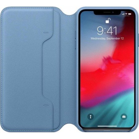 Apple Leren Folio Hoesje voor iPhone Xs Max - Blauw