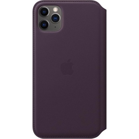 Leren Folio-hoesje voor iPhone 11 Pro Max - Aubergine