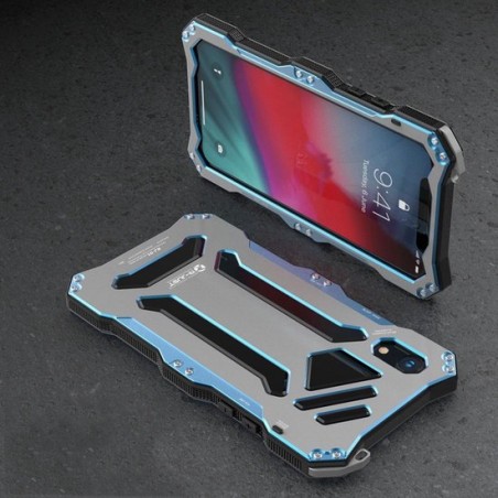 Gundam Rugged Armor Metal + TPU beschermhoes voor iPhone XR (grijs)