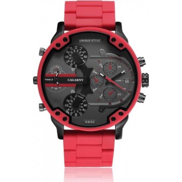 Let op type!! CAGARNY 6830 mode waterdichte quartz horloge met TPE armband (rood)