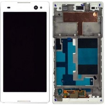 Let op type!! LCD Display + Touch Panel with Frame  for Sony Xperia C3 / D2533(White)