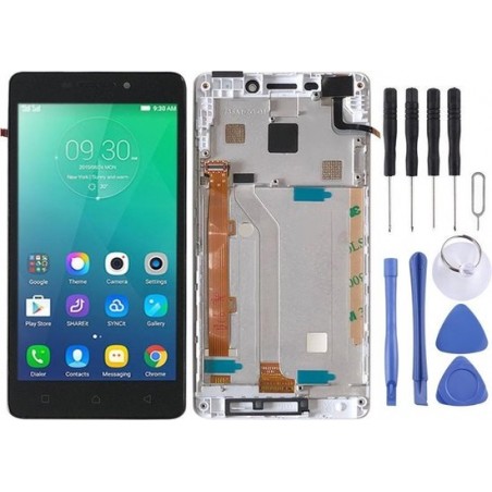 Lcd-scherm en digitizer volledige montage met frame voor Lenovo Vibe P1m P1ma40 P1mc50 (wit)