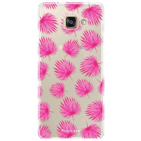 FOONCASE Samsung Galaxy A5 2016 hoesje TPU Soft Case - Back Cover - Pink leaves / Roze bladeren