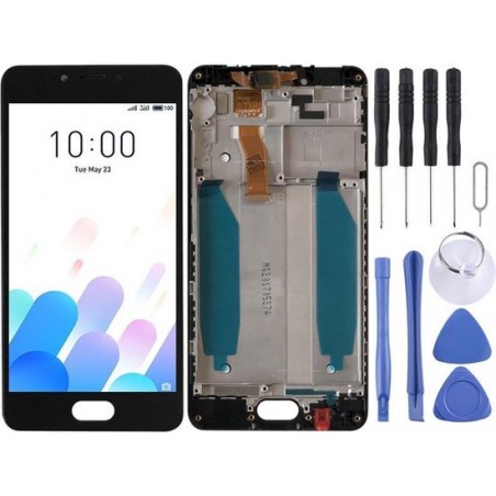 Lcd-scherm en digitizer volledige montage met frame voor Meizu Meilan A5 / M5c (zwart)