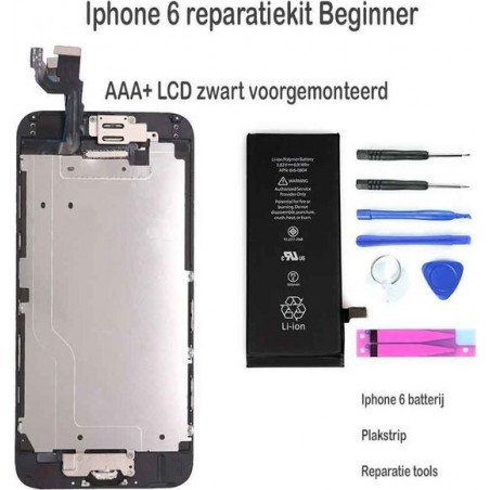 Iphone 6 LCD reparatie en upgrade kit Beginner - Zwart