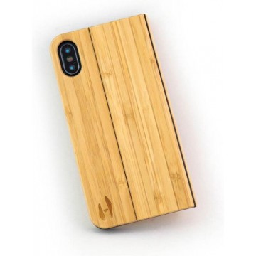 Hoentjen Creatie, Houten design flipcase - iPhone X / XS Bamboe