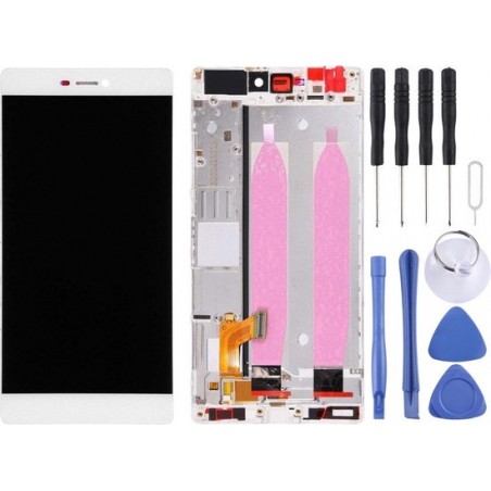 Voor Huawei P8 LCD-scherm en Digitizer Volledige montage met frame (wit)