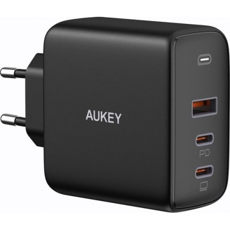 Aukey Dual USB-C Power Delivery + USB Oplader - PA-B6S - 90W - zwart