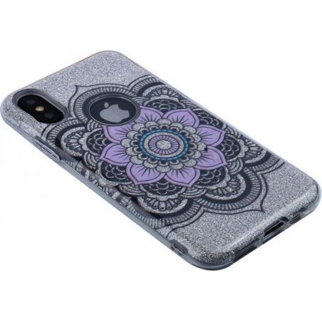 Apple Iphone X / XS Glitter siliconen hoesje (mandala)