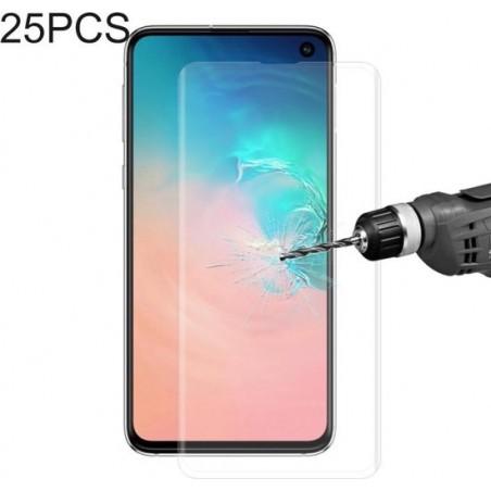 Let op type!! 25 stuks rand lijm 3D gebogen rand volledig scherm gehard glas film voor Galaxy S10 (transparant)