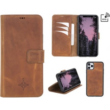 NorthLife - 2-in-1 (RFID) bookcase hoes - iPhone 11 Pro Max - Villa Cruoninga Cognac