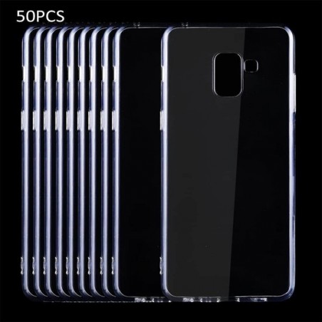 Let op type!! 50 stuks voor Galaxy A8 (2018) 0 75 mm ultra-dunne transparante TPU beschermhoes