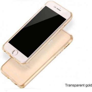 DrPhone iPhone 7+ (Plus) Hoesje - Dual TPU Case - 360 Graden Cover - 2 in 1 Case ( Voor en Achter) Transparant goud