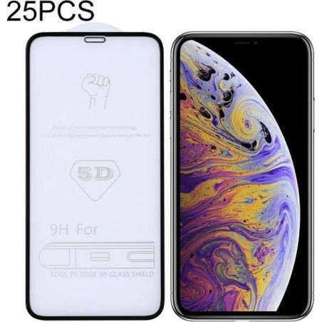 Let op type!! 25 PCS 9H 5D Full Glue Full Screen Tempered Glass Film for iPhone XS Max