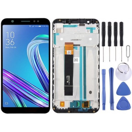 Lcd-scherm en digitizer volledige montage met frame voor Asus ZenFone Max M1 ZB555KL X00PD (zwart)