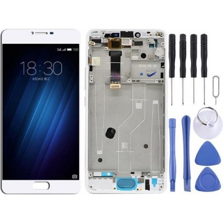 Lcd-scherm en digitizer volledige montage met frame voor Meizu U20 (wit)