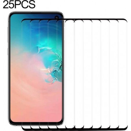 Let op type!! 25 stuks 9H 2.5 D Premium gebogen scherm kristal gehard glas film voor Galaxy S10  verminderen versie