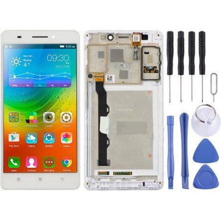 Lcd-scherm en digitizer volledige montage met frame voor Lenovo A7600 (wit)