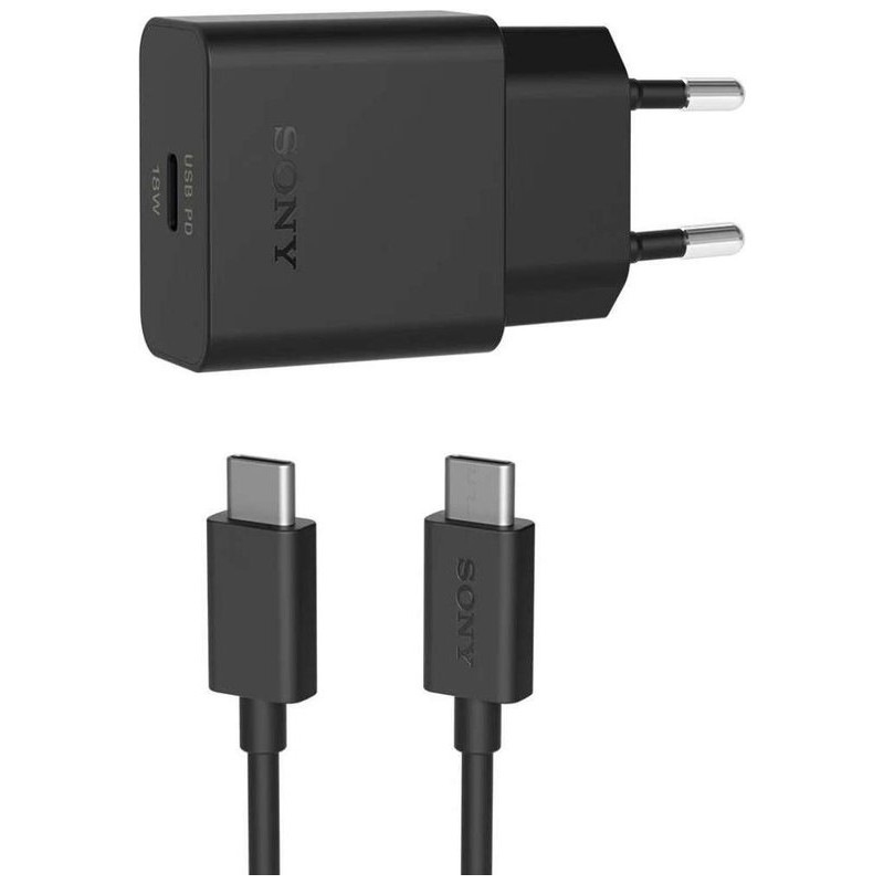 Sony - Power Delivery charger with Type-C to C cable - Zwart