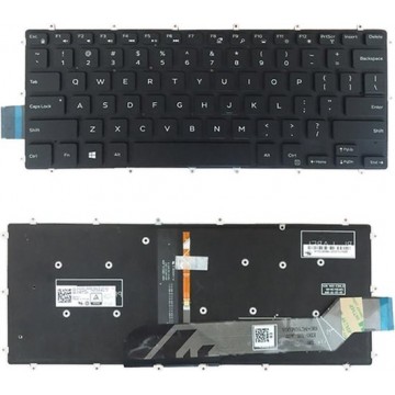 Let op type!! US-versie toetsenbord met Toetsenbordverlichting voor de DELL Inspiron 13 5368 5378 5578 7368 7378