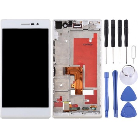 Voor Huawei Ascend P7 LCD-scherm en Digitizer Volledige montage met frame (wit)