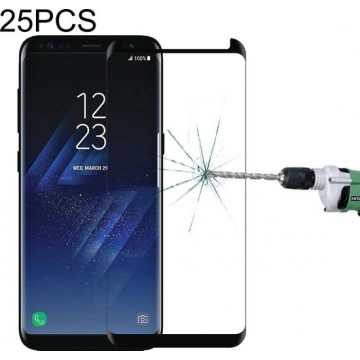 25 PC's voor Galaxy S8 / G950 Case Friendly Screen Curved Tempered Glass Film (zwart)