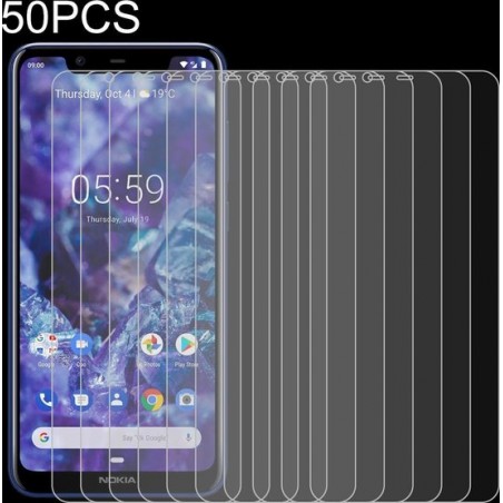 50 STUKS 0.26mm 9H 2.5D gehard glasfilm voor Nokia 5.1 Plus (Nokia X5), geen retailpakket