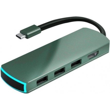 Let op type!! Basix Mate6 6 In 1 multifunctionele Type-C / USB-C HUB Expansion Dock (Groen)