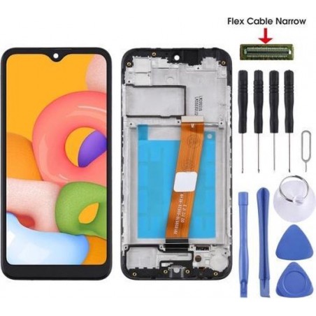 Let op type!! LCD-scherm en Digitizer Full Assembly With Frame (Flex Cable Narrow) voor Samsung Galaxy A01(Zwart)