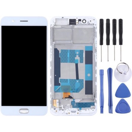 TFT-materialen LCD-scherm en digitizer volledige montage met frame voor OPPO R11 (wit)