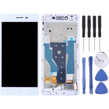 Let op type!! TFT Materials LCD Screen and Digitizer Full Assembly with Frame for OPPO R7(White)