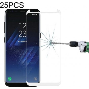25 STUKS voor Galaxy S8 / G950 Case-vriendelijk scherm gebogen gehard glasfilm (wit)