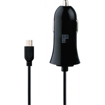 BeHello Autolader met Micro USB Kabel (1,2m) 1A Recht - Zwart