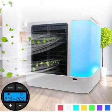 Let op type!! Mini digitale display Air conditioning ventilator draagbare mini Home koeler koelventilator met Ice Bag (wit)