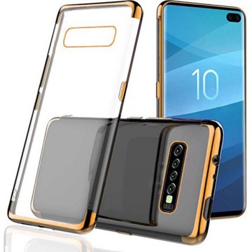 Samsung Galaxy S10 Plus hoesje transparant / doorzichtig met goudkleurig rand